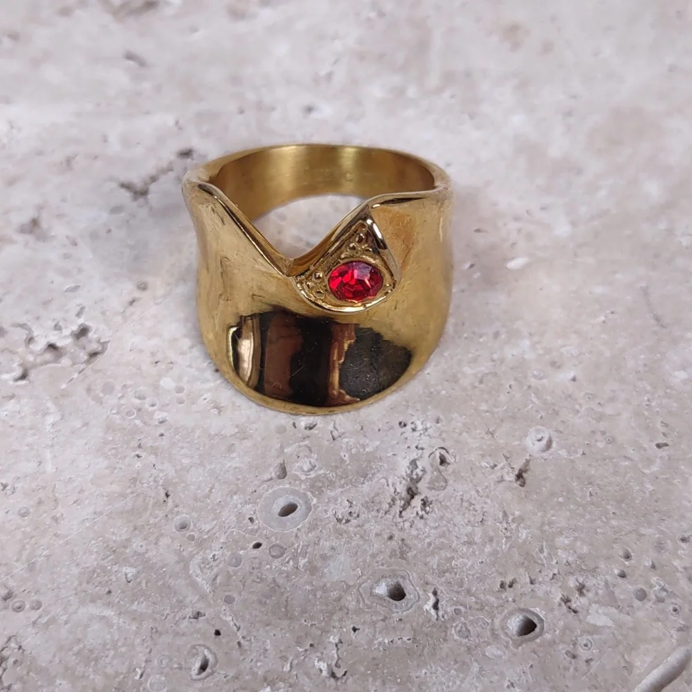 Rustic Cuff Gold Folded Band Ring - Picture 3 of 7
